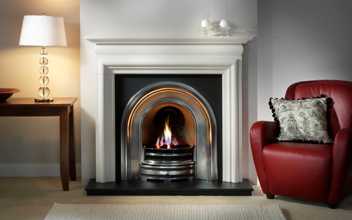 White mantel vent free gas fireplace on CustomFireplace