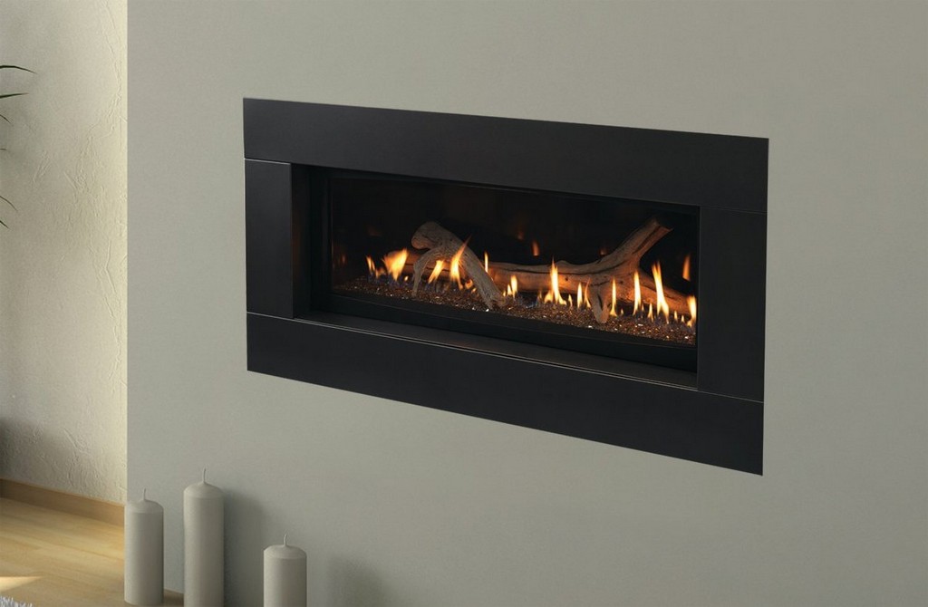 Gas fireplace insert on Custom-Fireplace. Quality electric, gas and