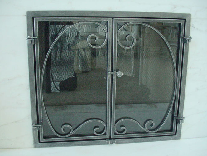 fireplace tools and screen, cast iron enamled fireplace screen, woodfield fireplace screen, construction of a stained glass fireplace screen
